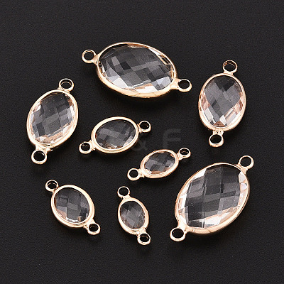 Brass with Glass Links/Connector Charms GLAA-T027-10-1