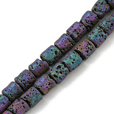Electroplated Natural Lava Rock Beads Strands G-Z032-J04-12A-1