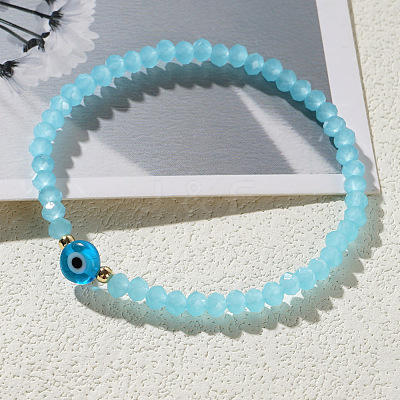 1pc Glass Rondelle Beads Stretch Bracelets XC5782-7-1