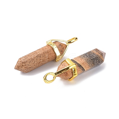 Natural Picture Jasper Pointed Pendants G-G025-01G-39-1