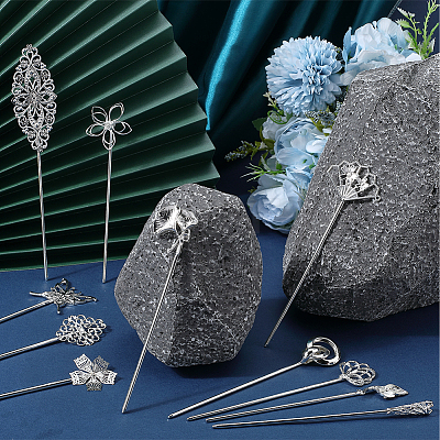 Brass/Iron /Alloy Hair Sticks OHAR-SC0001-09S-1