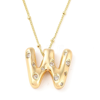 Brass Micro Pave Clear Cubic Zirconia Pendant Necklaces NJEW-Z038-01G-W-1