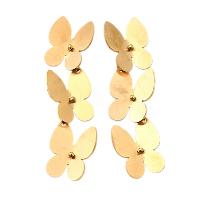 Butterfly 304 Stainless Steel Dangle Stud Earrings for Women EJEW-M102-01G-1