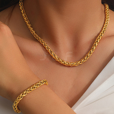 304 Stainless Steel Chain Bracelets & Necklaces Sets FS-WGEEBCF-01-1