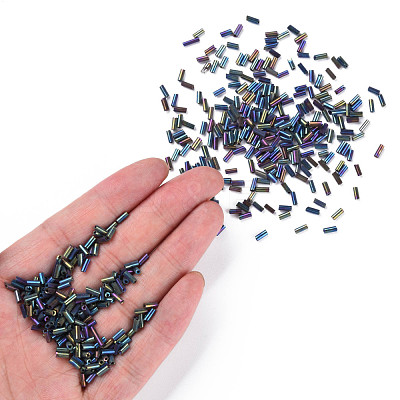 Metallic Colours Glass Bugle Beads SEED-N005-001-D04-1
