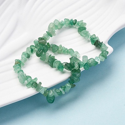 Natural Green Aventurine Chips Beaded Stretch Bracelet for Women PW-WG72437-03-1