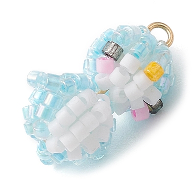 Seed Beads Beaded Charms PALLOY-MZ00318-02-1