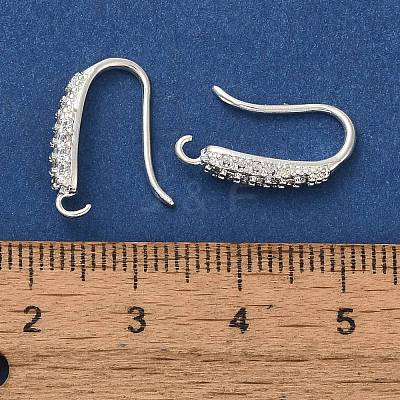 Rack Plating Brass Micro Pave Clear Cubic Zirconia Earring Hooks KK-A231-02S-1