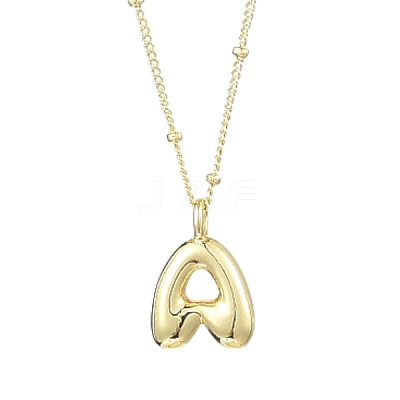 1Pc Initial Letter Brass Pendant Necklaces NJEW-YW0001-24A-1