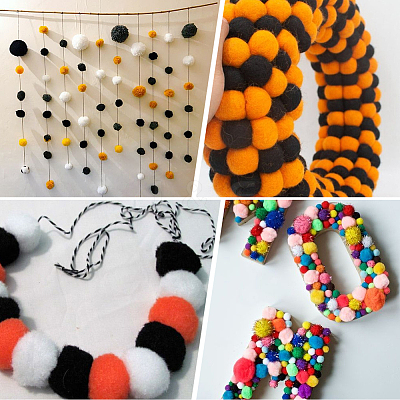400Pcs 4 Colors Polyester Pom Pom Balls DIY-SC0031-37C-1