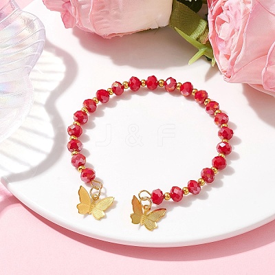 Glass Round Beaded Cuff Bangles BJEW-JB09964-02-1