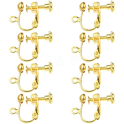 Rack Plated Brass Screw Clip-on Earring Findings KK-YW0001-10G-1
