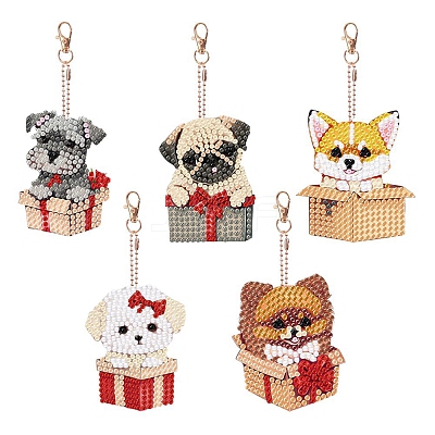 Gift Box & Dog DIY Diamond Pendant Decoration Kit PW-WG93542-01-1