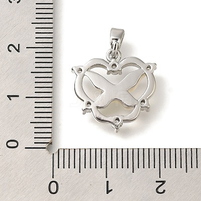 Brass Micro Pave Cubic Zirconia and Shell Pendants KK-K388-82P-1