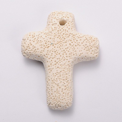 Synthetic Lava Rock Big Cross Big Pendants G-O025-03I-1