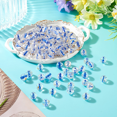 100Pcs Crackle Transparent Glass Beads GLAA-TADJ0001-12D-1