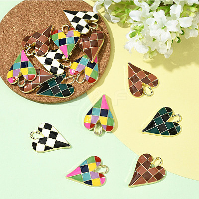 10Pcs Rack Plating Alloy Enamel Pendants ENAM-YW0008-17-1
