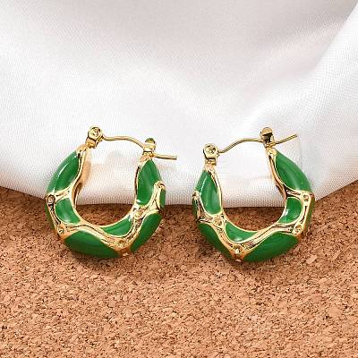 304 Stainless Steel Enamel Hoop Earrings EJEW-Z079-01G-01-1