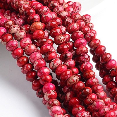 Dyed Natural Imperial Jasper Rondelle Beads Strands G-M275-01-6mm-1