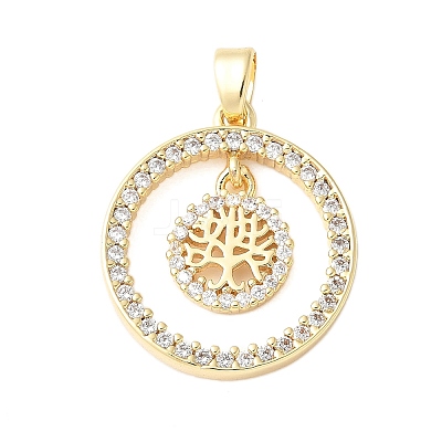 Brass Micro Pave Cubic Zirconia Pendants KK-D357-02B-G-1
