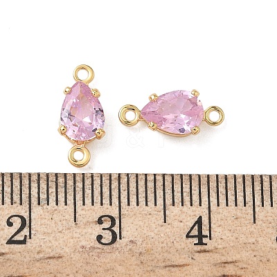 Brass Pave Cubic Zirconia Connector Charms KK-Z136-77G-02-1