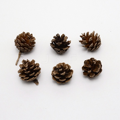 Christmas Themed Wooden Pine Cone Ornaments AJEW-WH0240-63-1