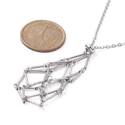 Brass Macrame Pouch Empty Stone Holder for Pendant Necklaces Making NJEW-JN04439-03-1
