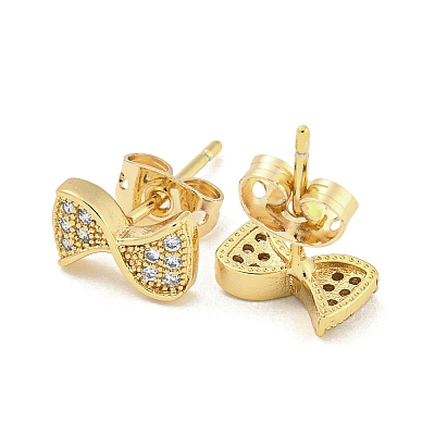 Brass Micro Pave Cubic Zirconia Ear Studs EJEW-P261-24A-G-1