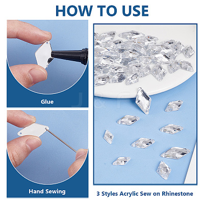 300Pcs 3 Styles Acrylic Sew on Rhinestone MACR-PH0001-76A-1