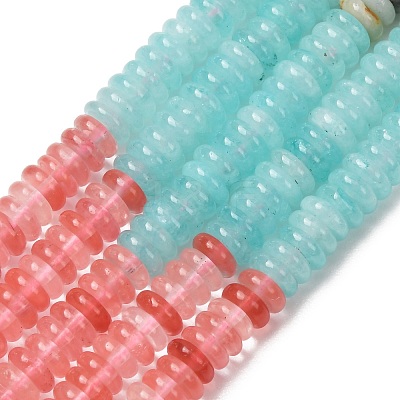 Cherry Quartz Glass & Natural Flower Amazonite & Dyed White Jade Beads Strands G-H333-02E-1