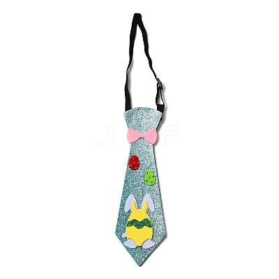 Easter Theme Rabbit Egg Glitter Felt Necktie AJEW-C030-01D-1
