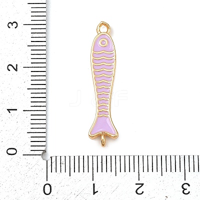 Brass Enamel Fish Connector Charms KK-L255-15G-01-1