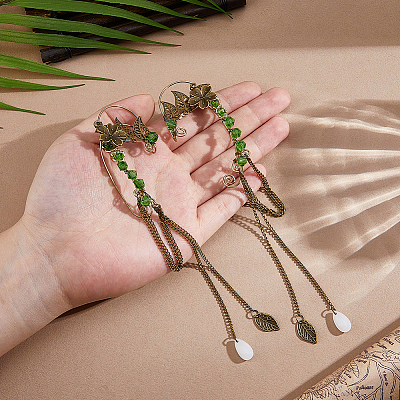 1 Pair Alloy Leaf Cuff Earrings EJEW-HS0001-23B-1