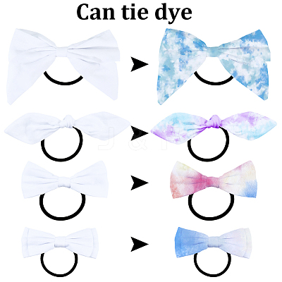 12Pcs 4 Styles Bowknot Cotton Elastic Hair Ties OHAR-SP0001-09-1