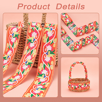 Ethnic Style Polyester Ribbons OCOR-WH0079-65B-1