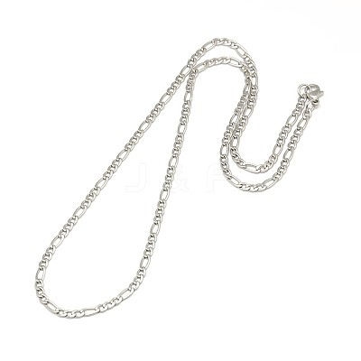 304 Stainless Steel Figaro Chain Necklace Making STAS-A028-N022MP-1
