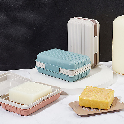 3Pcs 3 Colors Portable Travel Plastic Soap Boxes AJEW-GA0005-73-1