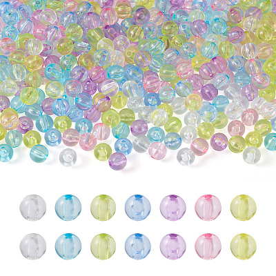 560Pcs 7 Colors Transparent Acrylic Beads MACR-CW0001-10-1