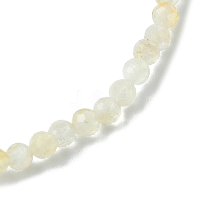 3mm Natural Yellow Quartz Faceted Round Beaded Stretch Bracelets for Women BJEW-JB10842-04-1