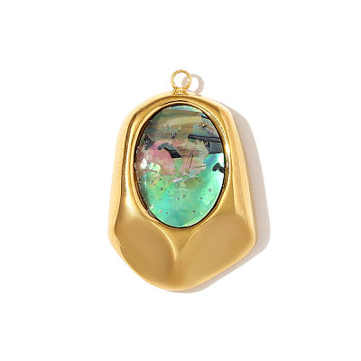 304 Stainless Steel Paua Shell Pendants STAS-OY008-90G-1