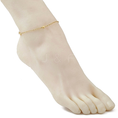 304 Stainless Steel Cross Link Anklets AJEW-AN00722-02-1