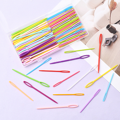 100Pcs 2 Styles Plastic Yarn Knitting Needles SENE-SP0001-02-1