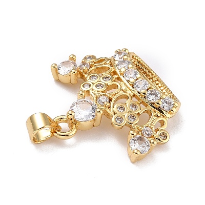 Brass Micro Pave Clear Cubic Zirconia Pendants X-ZIRC-A021-45G-1