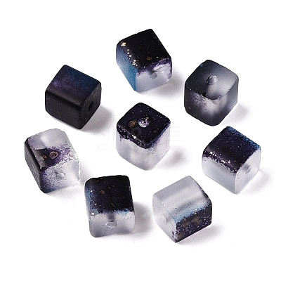 Frosted Glass Beads with Golden Glitter Powder DGLA-NH001-8mm-01B-1