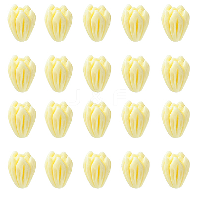 20Pcs Opaque Resin Flower Rose Beads RESI-YW0004-99B-1