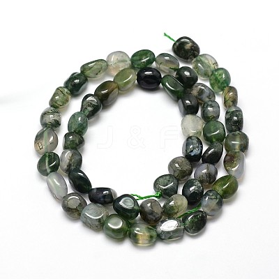 Natural Moss Agate Nuggets Beads Strands X-G-J335-06-1