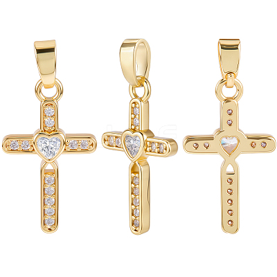 10Pcs Brass Micro Pave Cubic Zirconia Pendants KK-BBC0019-82-1