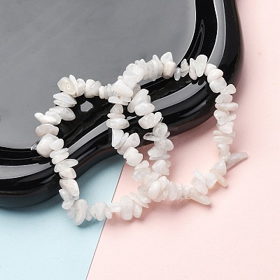 Unisex Chip Natural Rainbow Moonstone Beaded Stretch Bracelets BJEW-S143-37-1