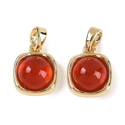 Natural Carnelian(Dyed & Heated) Square Charms KK-P283-46G-1
