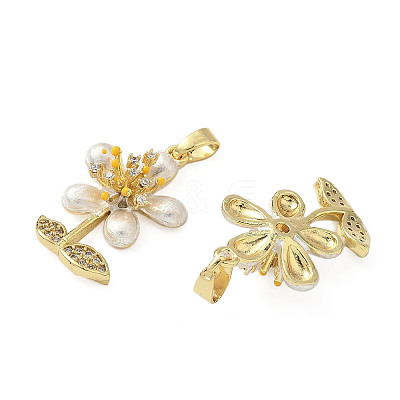 Brass Micro Pave Cubic Zirconia Pendants KK-H076-06G-02-1